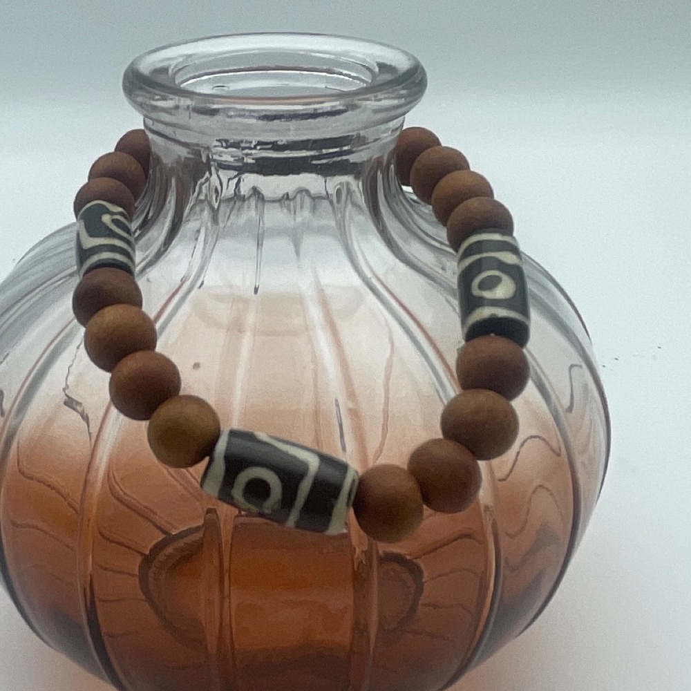 Wood Bead Bracelet Dzi Bead Adjustable‎ Boho Bracelet Women's Jewelry festival